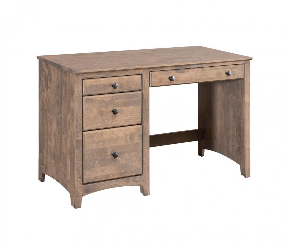 Shaker 4 Drawer Desk - Overhang Top | Natural Furniture